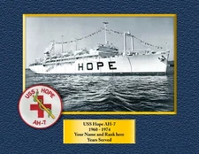 USS Hope AH-7 Custom Personalized Print of US Navy Ships Gift 