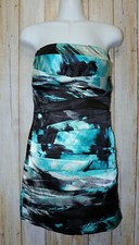 Womens Sexy Blue Black Snap Strapless Mini Dress Size Small excellent