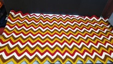 Vtg Handmade Chevron Zig Zag Crochet Afghan Couch Throw Blanket Retro  29x52