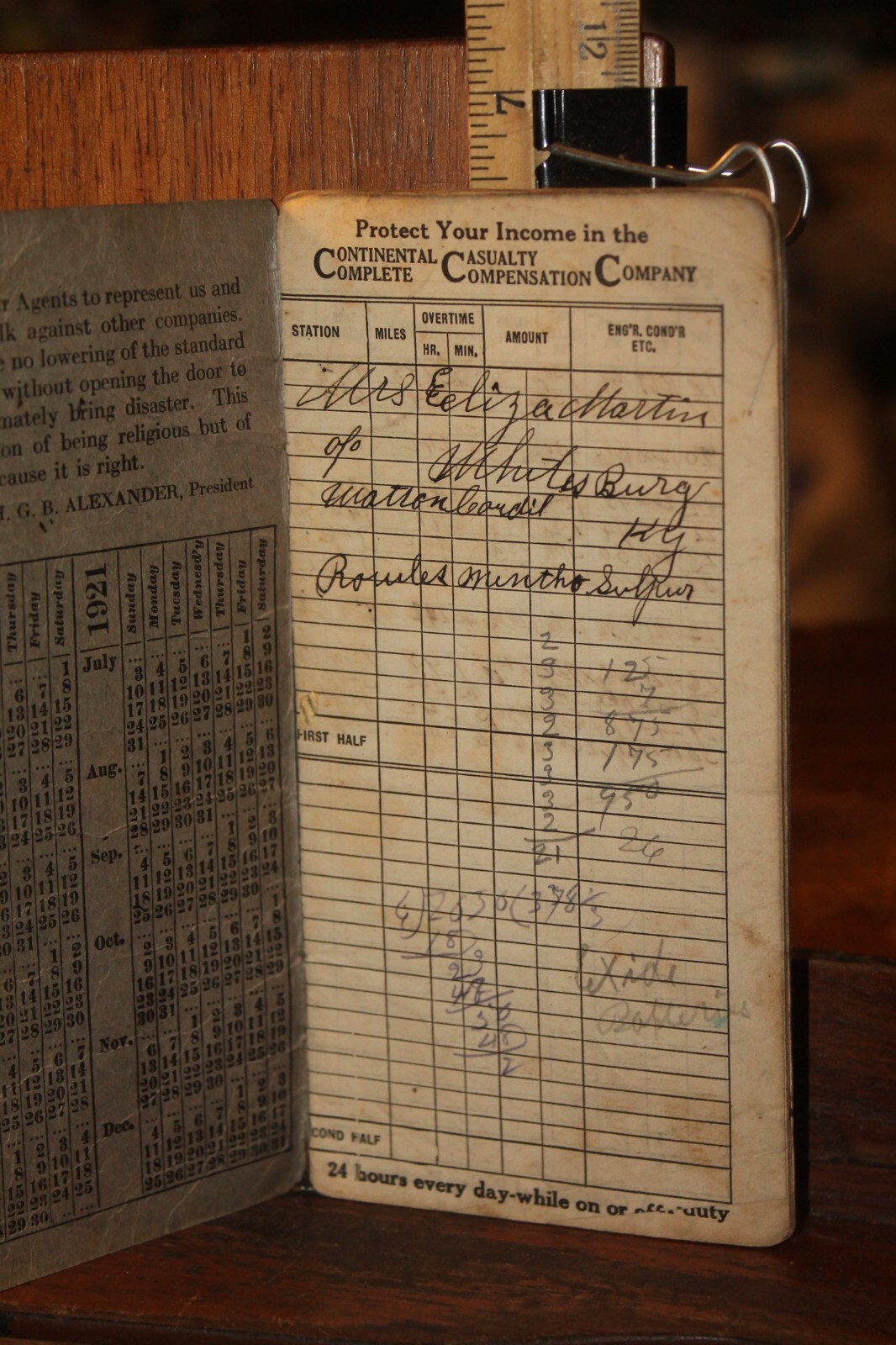 Antique 1922 Railroad Time Book Continental Casualty Company eBay
