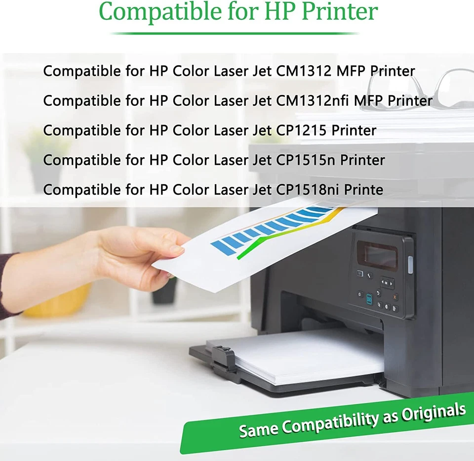 10PK CB542A Toner Fit for HP 125A LaserJet CP1210 CP1215 CP1515n CP1518 CP1518ni - Image 2 of 4