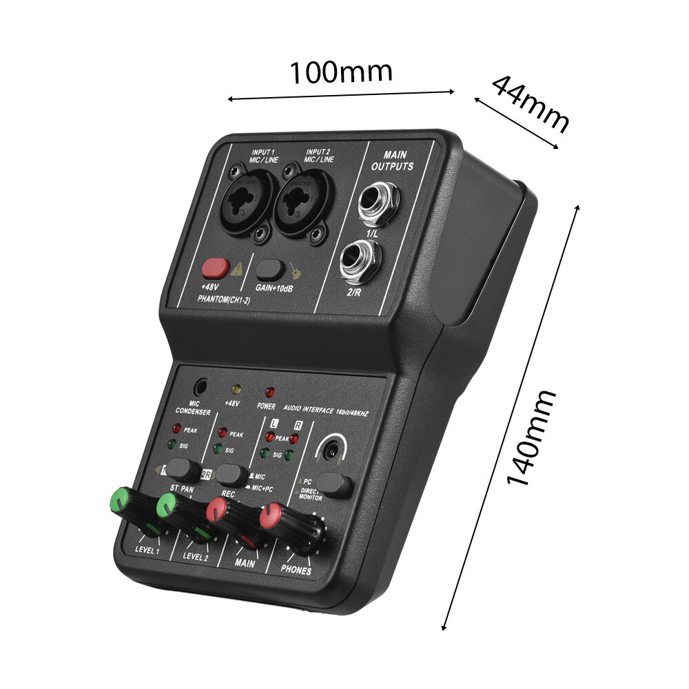 Audio Interface USB Sound Card RHM 2 In 2 Out Sound Board With 48V ...