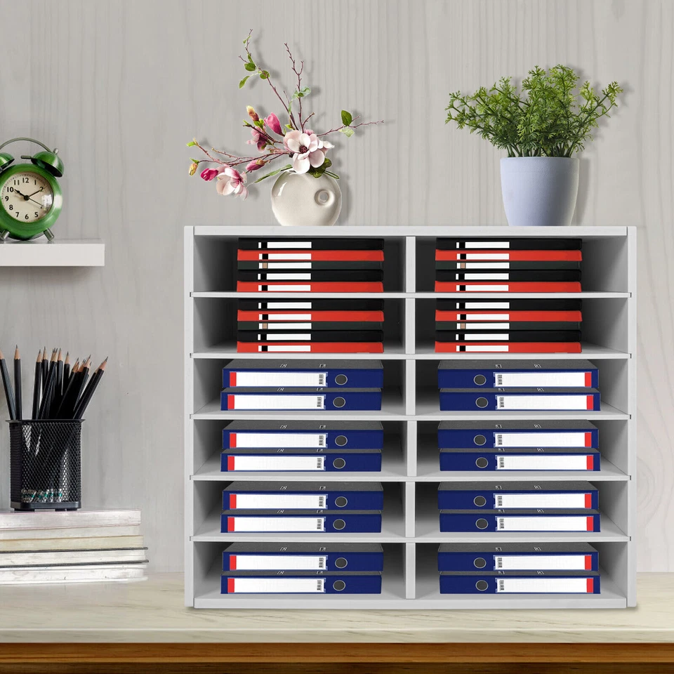 Organizador de literatura de 12 compartimentos clasificador de archivos centro de correo soporte gabinete de papel Foto 2 de 4