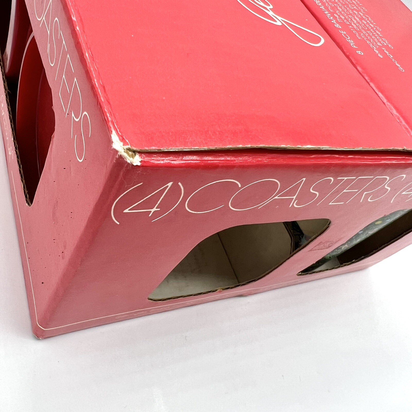 Vtg Box Set Georges Briard Christmas Tree Double Old Fashion Glasses Coaster