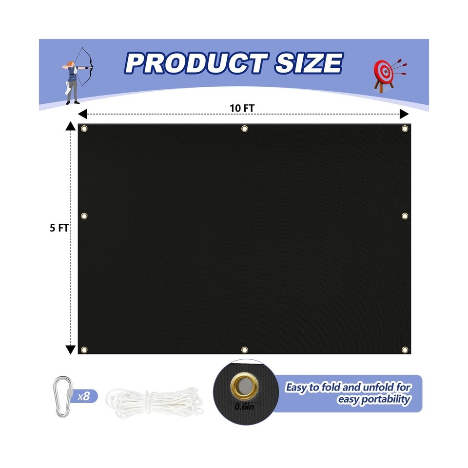 Rete Di Arresto Syhood Per Tiro Con L'arco | 1,8x3m, Nylon Rinforzato Con Occhielli In Ottone, Per Esterni E Allenamento - 4