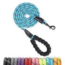 Dog Leash Heavy Duty - 2/4/5/6/8/10 Foot Rope Leash with L 1/2'' x 5 FT Blue