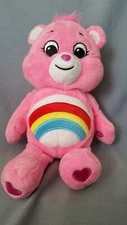 Care Bears Cheer Bear Rainbow Pink Plush 11" Stuffed Toy Heart Nose Basic Fun