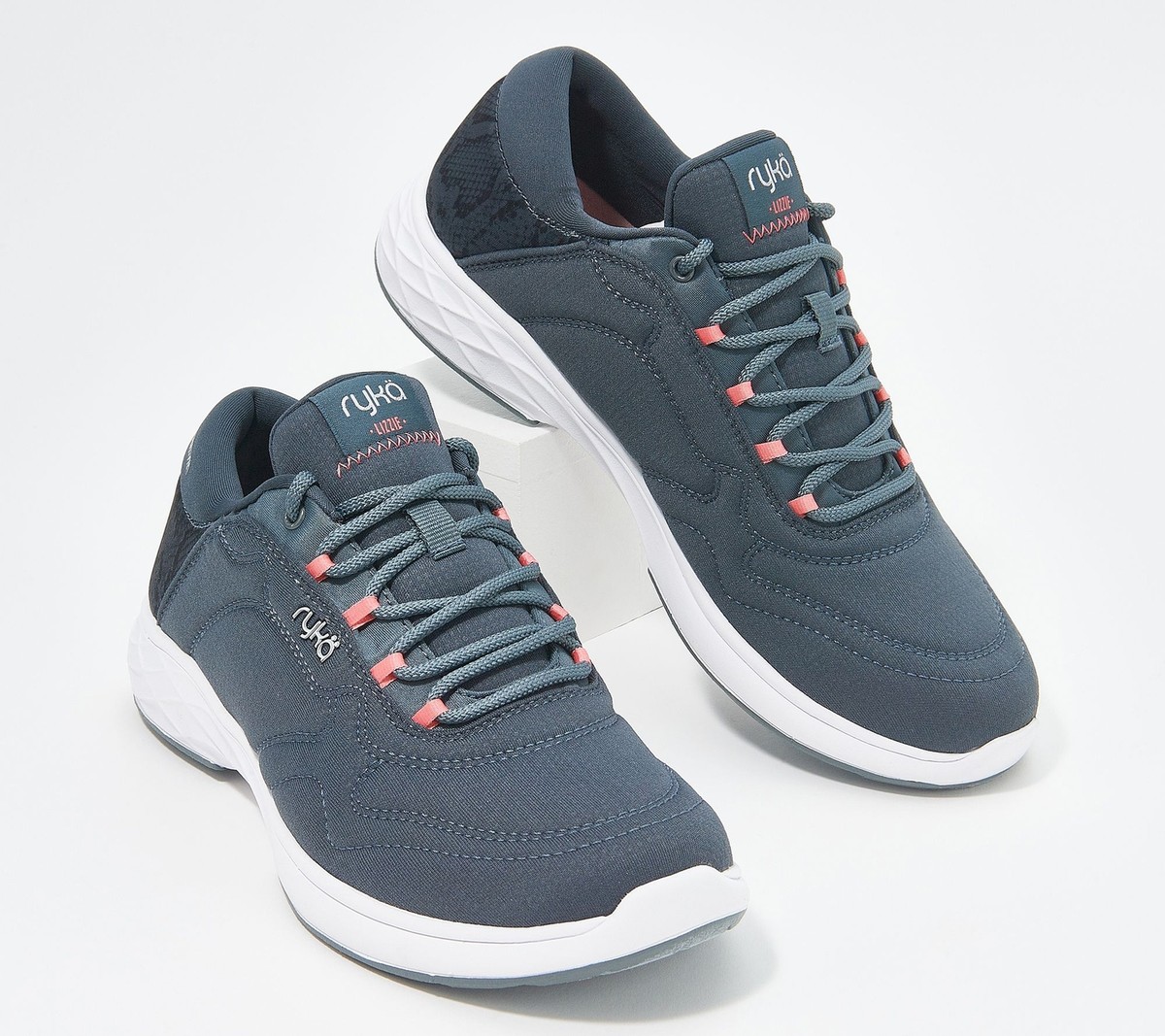 Ryka Mesh Lace-Up Sneakers with Animal Detail Lizzie in Black