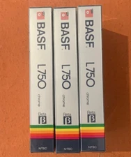 BASF L750 Chrome Beta Video Tape Betamax 3 pack Stereo NTSC (New Sealed)