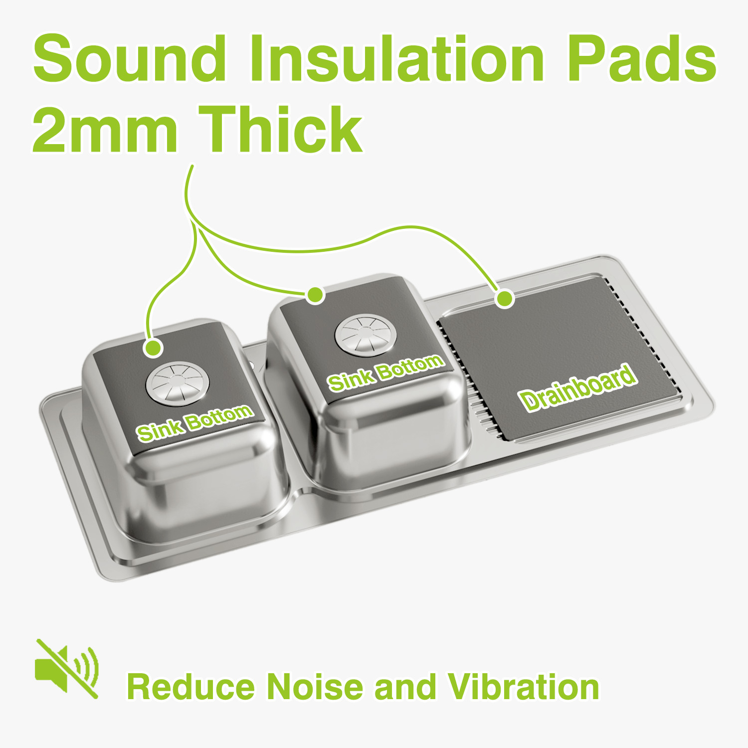 Naiture Drop-In Stainless Steel Kitchen Sink, Double Bowls with Drainboard