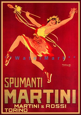 Spumanti Martini & Rossi Italian Wine Liquor Retro Style Vintage Poster Print 