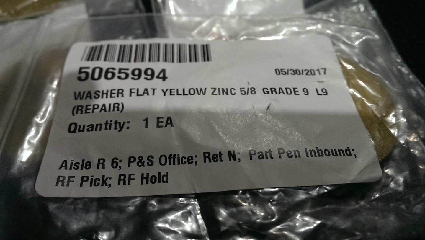 Steel Flat Washer Zinc Yellow Chromate Finish Grade 9 5/8" 5065994 LOT