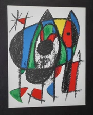 Joan Miro Original Stone Lithograph V (5) Mourlot 1975 Limited ed. Rare