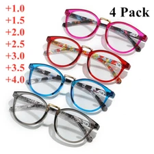 4 Pack PC Full-rim reading glasses for reader women men +1.0 +4.0 Spring hinge
