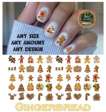 Gingerbread Christmas Waterslide Nail Decals Set Of 50 Instructions & Bonus