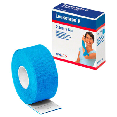 BSN Leukotape K, Klebeverband, Sport Tape, Tape Verband, 5 m x 2,5 cm, blau