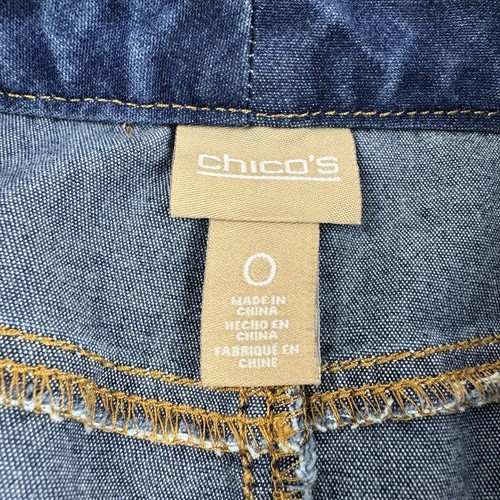 Chico's Womens Pencil Skirt Sz 0 US 4 Blue Denim Full Front Zip Pockets Straight - Picture 8 of 12