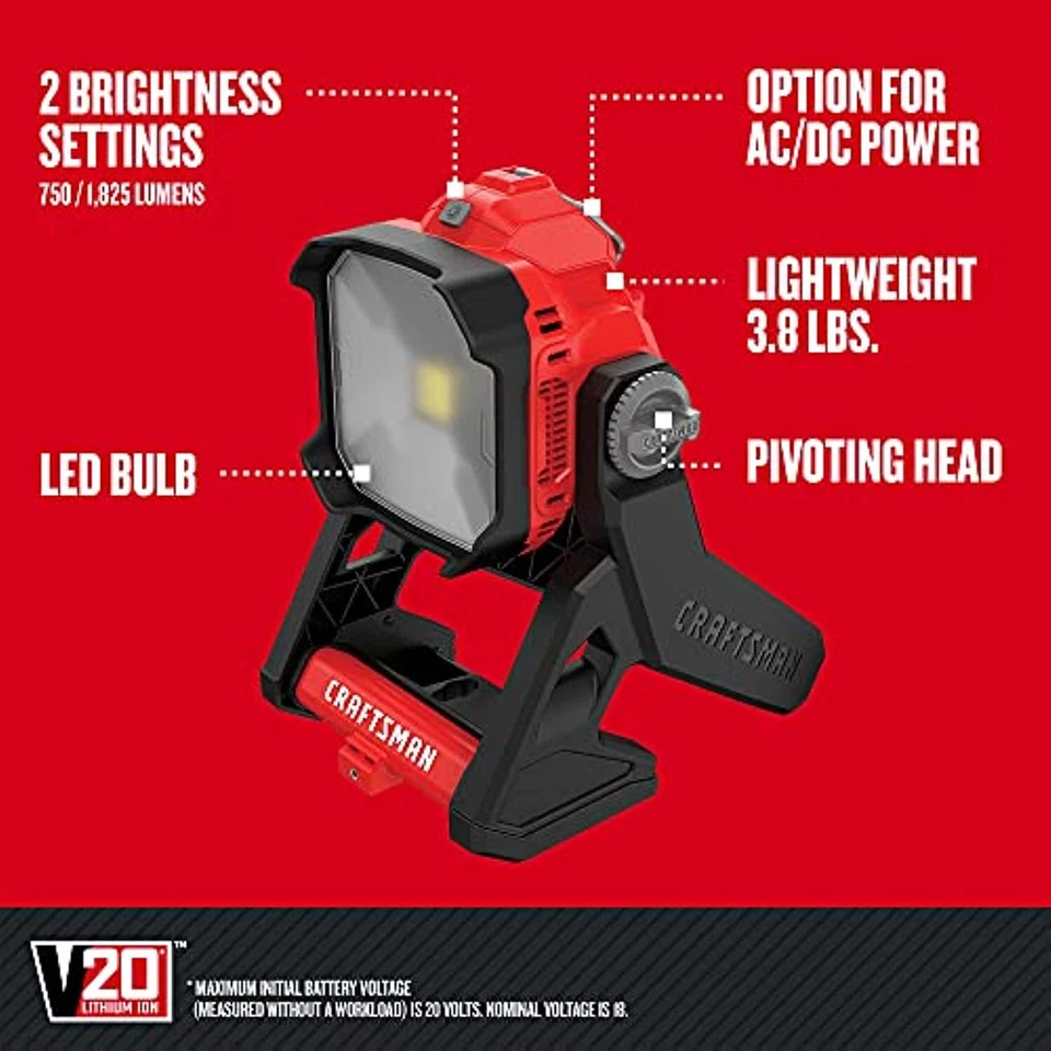 CRAFTSMAN V20* LED Work Light, Small Area, Tool Only (CMCL030B) - Image 2 of 4