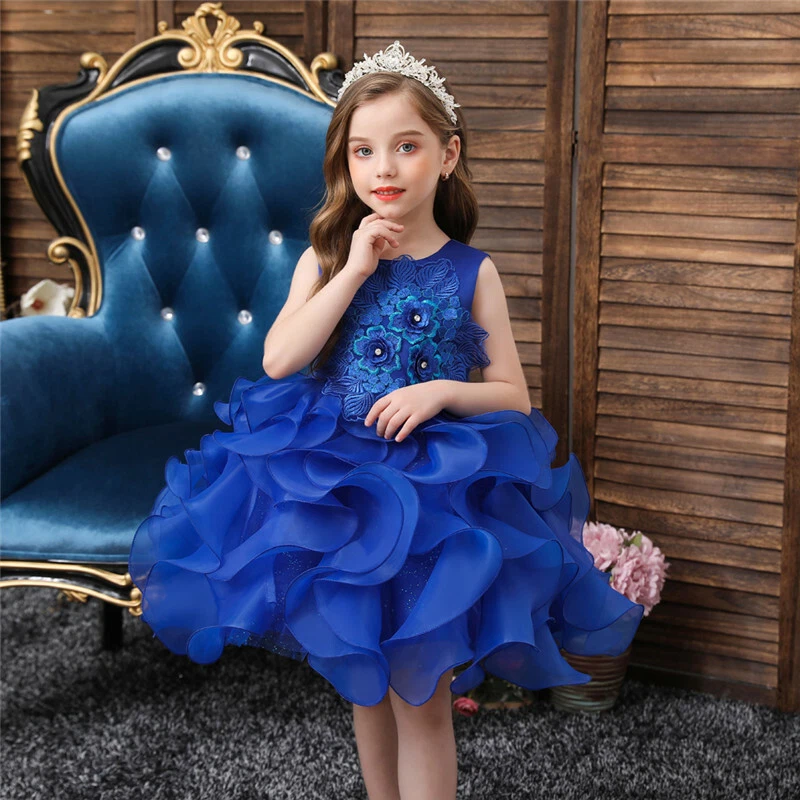 Pageant Flower Girls Tulle Tutu Dress Wedding Bridesmaid Kids Birthday Ball Gown - Image 2 of 4