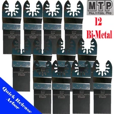 12x Bi-metal Saw Blade Oscillating Multi Tool Wood Metal Work DIY Universal Fit