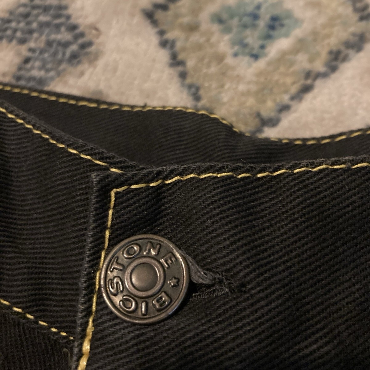 Vintage 70's Bigstone Japanese Jeans Rigid Black Yellow Stitch