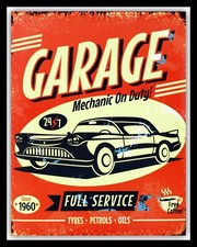 MOTOR MECHANIC ON DUTY GARAGE CAR WORKSHOP OIL PETROL METAL PLAQUE TIN SIGN 2019