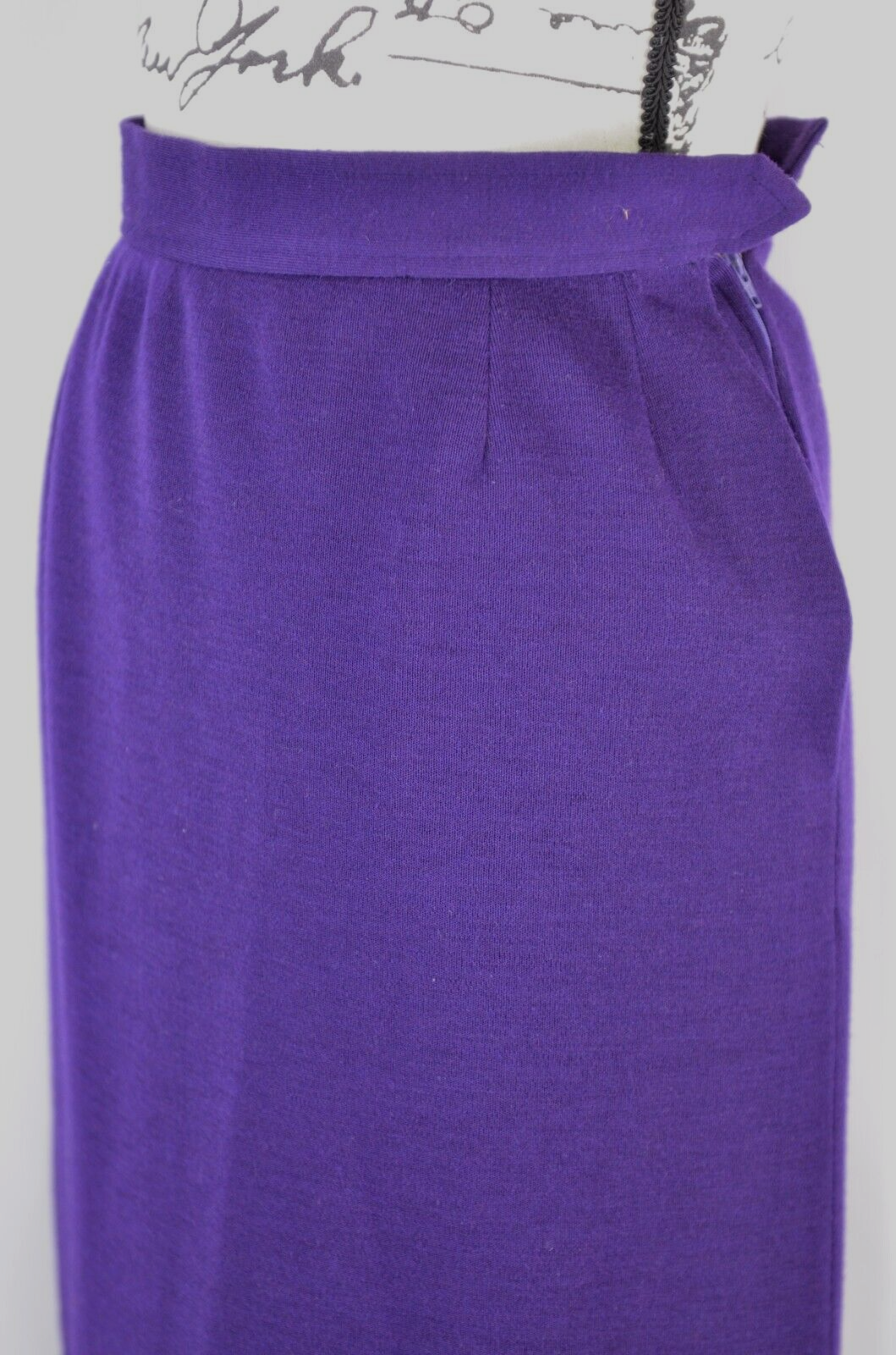 Gonna donna viola Yves Saint Laurent taglia 36 zip laterale lana Rive Gouche 4 US