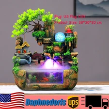 Indoor Water Fountain With Led & Mist Resin Rockery Waterfall home decor Art Dec