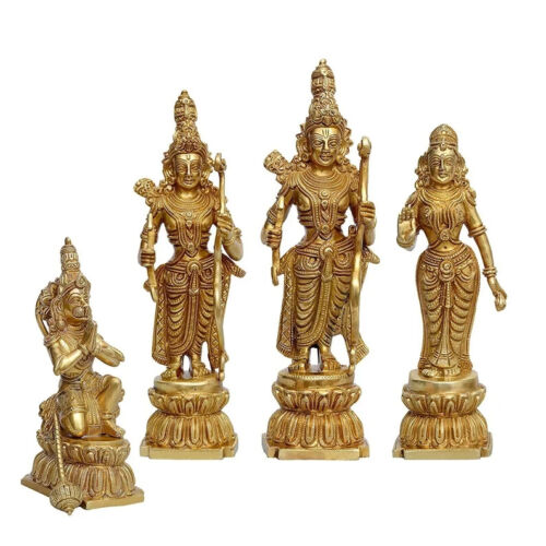 Lord Rama con diavolo Sita e Lakshmana e Hanuman statua tempio decorazione AJ130 - Foto 1 di 4