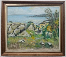 No.: 1115 oil painting with frame painting oil painting seafaring sea forest nature