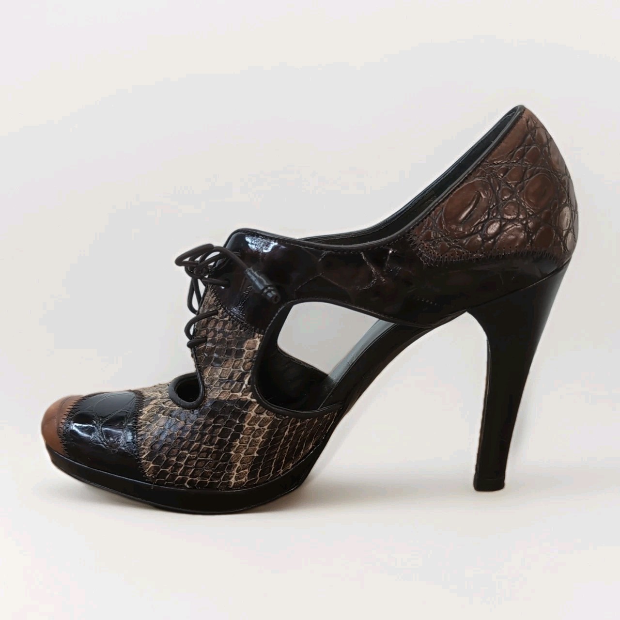 Stuart Weitzman Snakeskin Croc Patchwork Lace-Up … - image 10