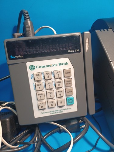 Verifone Tranz 330 Credit Card Reader Terminal +Printer 900 +wires Pre Owned - Picture 2 of 4