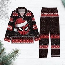 Spiderman Santa Hat Merry Christmas Happy Holidays Superhero Pajamas Set