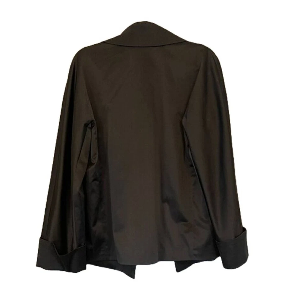 Chico's Satiny Wrap/Tie Open Blazer, Charcoal Gray, Cuffed Sleeves, Size M - Image 3 of 4