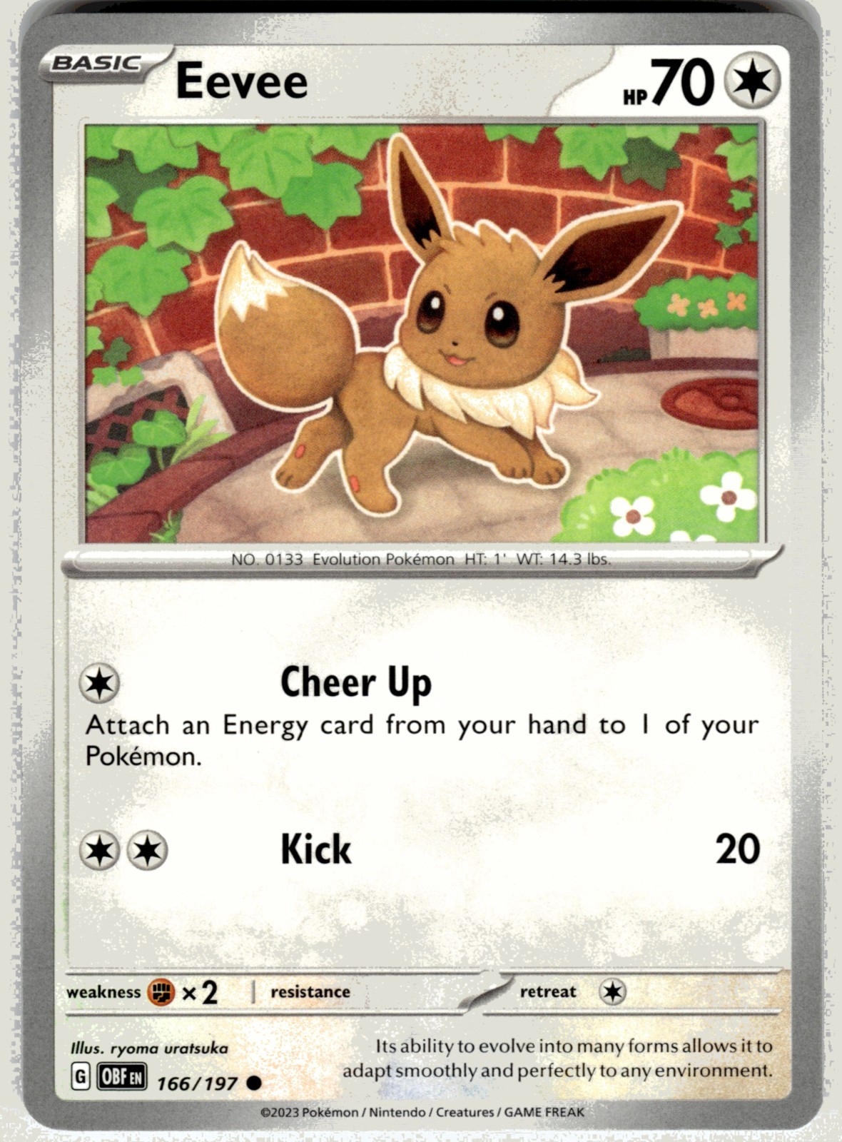 Eevee 166/197 Common Obsidian Flames Pokemon Near Mint