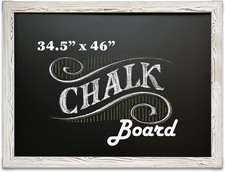 Magnetic Chalkboard - 46 X 34.5 In, White Rustic Frame, Mounting Hardware - Eras