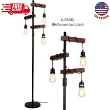 Industrial Floor Lamp, Farmhouse Tree 68 Inch 3 Lights Wood Standing Lamp