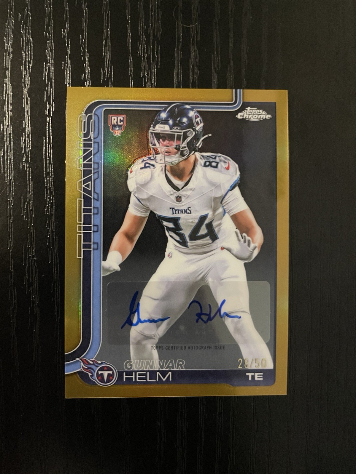 2025 Topps Chrome - Rookie Autographs Gunnar Helm #RA-GH Gold Refractor /50 