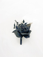 Elegant Wedding Flower Set: Rose Corsage  Black Boutonniere for Men