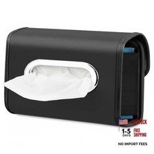 Car Tissue Holder - Extra Large Tissue Holder for Car Seat Back - PU Jet Black