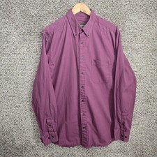 Eddie Bauer Shirt Mens Large Tall Purple Button Down Cotton Casual Long Sleeve