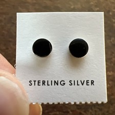 Native American Large Navajo Sterling 4/16 BlackOnyx Stud Dot Post Earrings Zuni