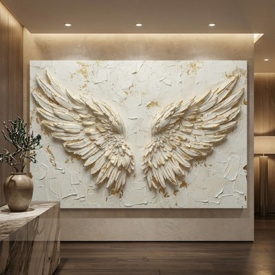 FLÜGEL. Goldene Engelsflügel mit 3D-Effekt Wandbild Acrylglas, Leinwand, Poster