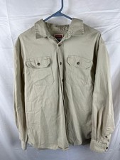 Wrangler Flex For Comfort Men's L Beige Long Sleeve Button-Down Shirt