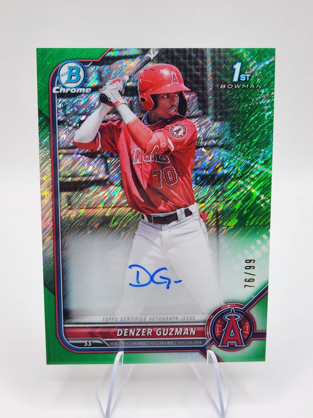 2022 Bowman Chrome 1st DENZER GUZMAN Green Shimmer Refractor Auto /99 RC