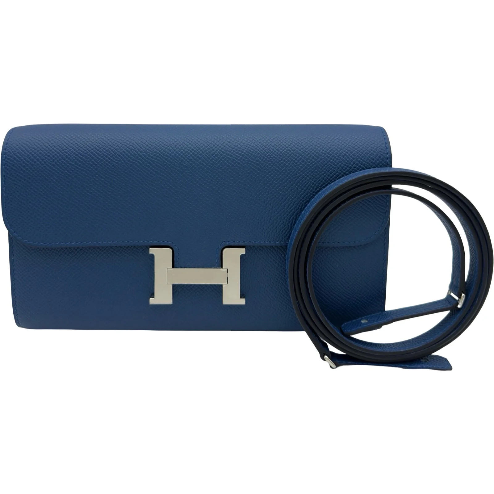 HERMES Constance Togo Blue Epsom Leather Shoulder Bag #OKB669
