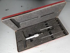 Starrett No. 449 Blade Depth Micrometer With Case - Complete Set  Good Condition