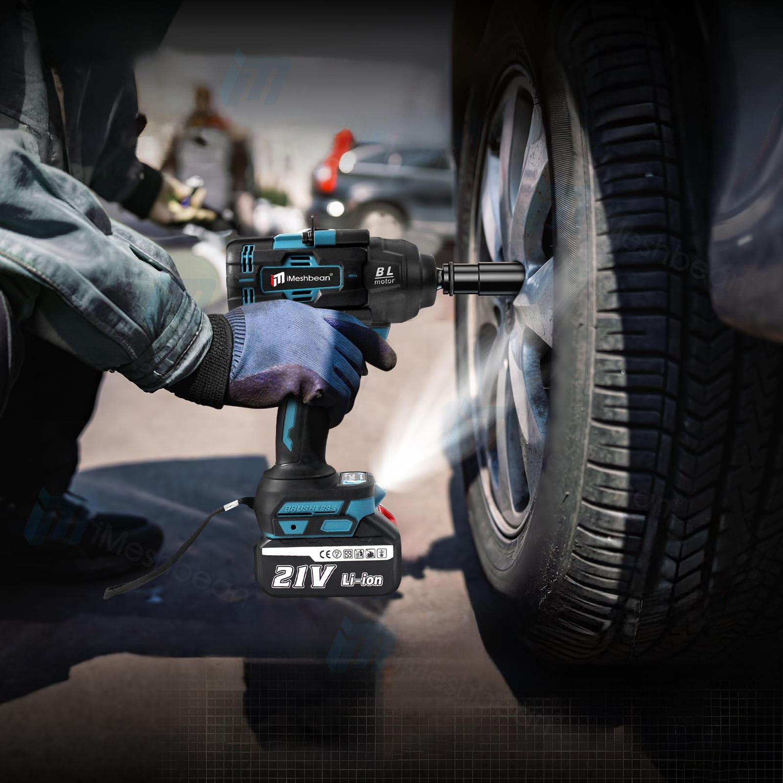 2000Nm Cordless Impact Wrench 1500ft-lbs 1/2 Battery Impact Gun 2X 5.5Ah Battery