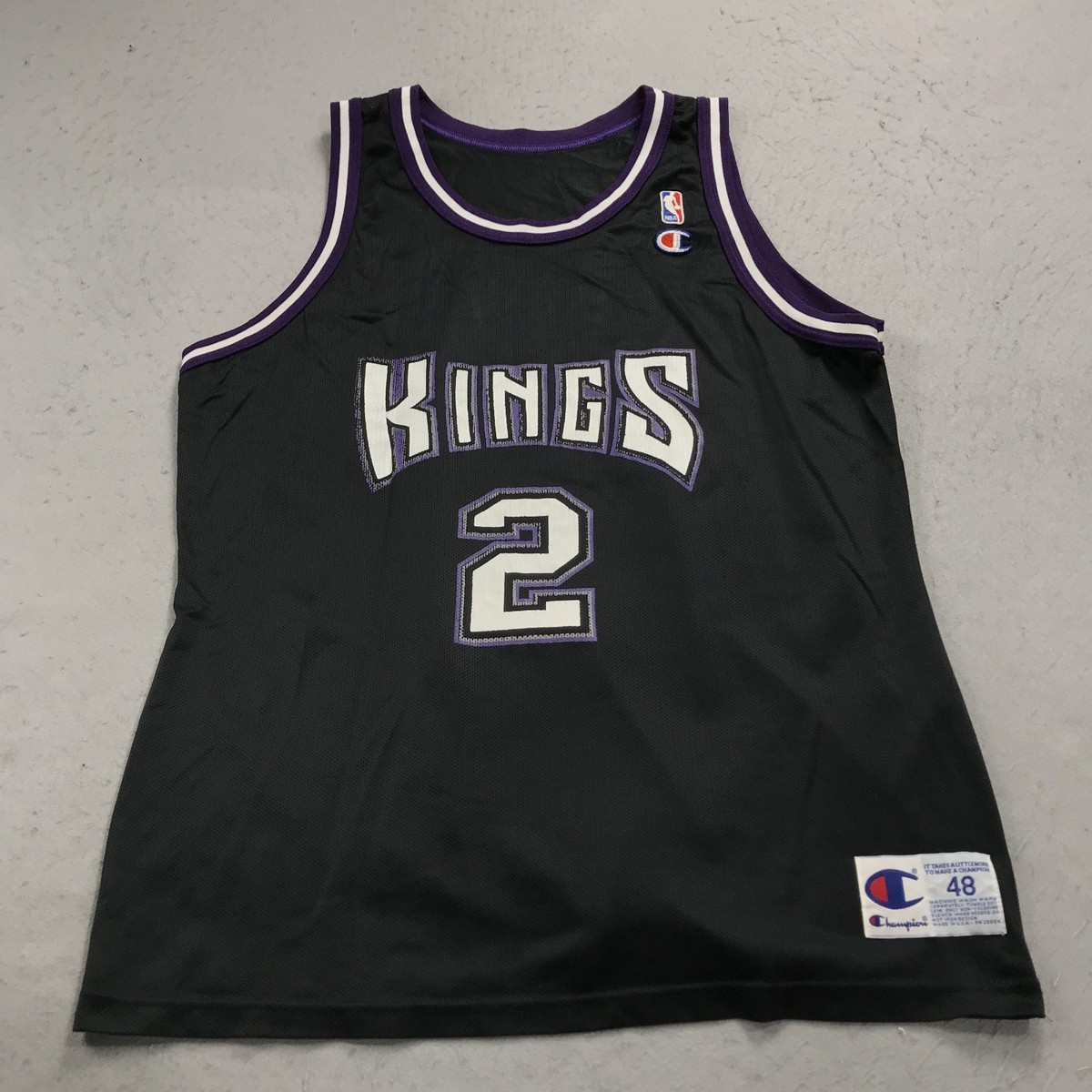 VINTAGE Sacramento Kings Jersey Mens 48 Black Champion Mitch