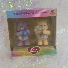 Care Bears Funshine Bear  Share Bear Flocked Figurine Set New in Box
